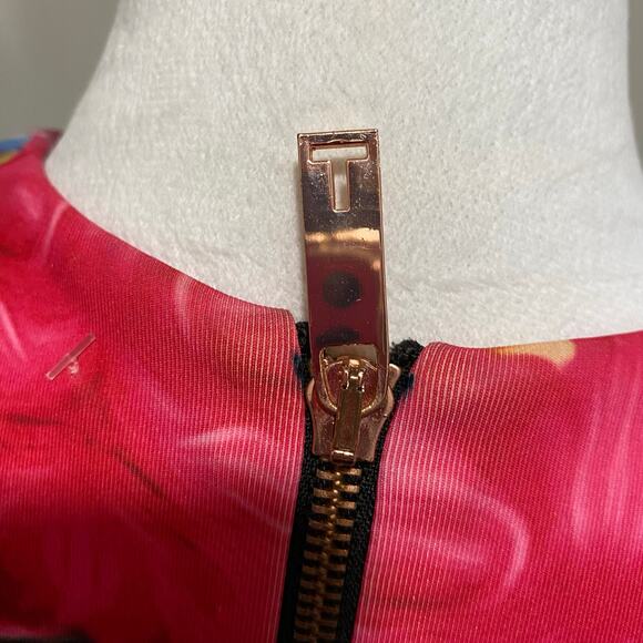 Ted Baker Odeela Floral Swirl-Print Sheath Dress Size 0 Bodycon Sleeveless - Picture 8 of 11